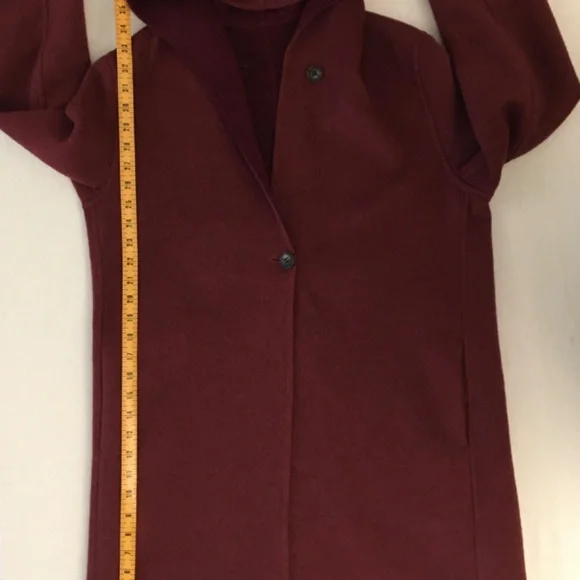 Uniqlo double faced wool blend coat with hood - maroon - oversized XS - Picture 11 of 15
